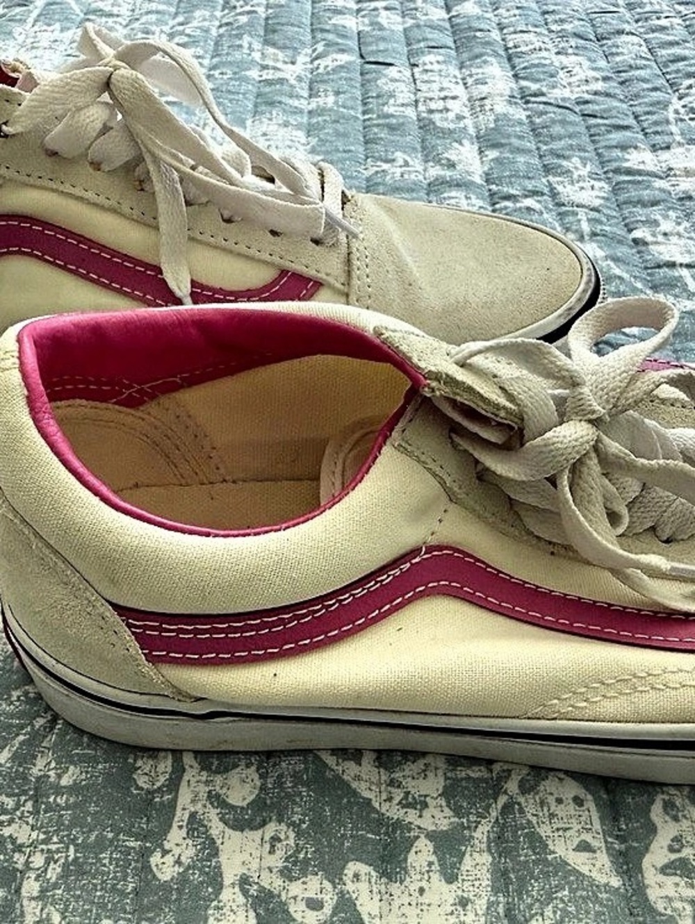 Vans Old Skool White & Pink Sneakers